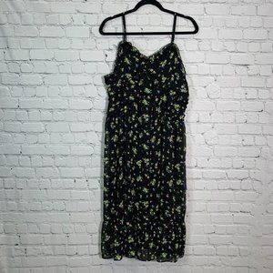 No Boundaries Black Floral Midi Dress Size XXL